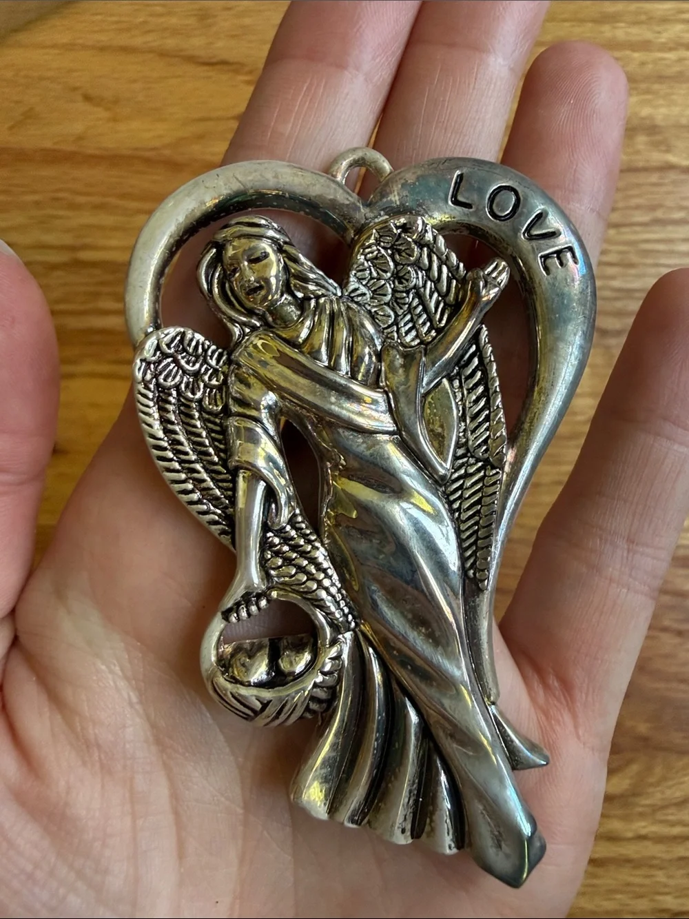 Gorham Silver Plated Angel Ornaments Hope Peace Love holiday Christmas decor
